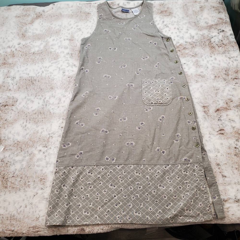 Erika & Co Vintage Sleeveless Jumper Dress PM Petite Medium Floral Cottagecore